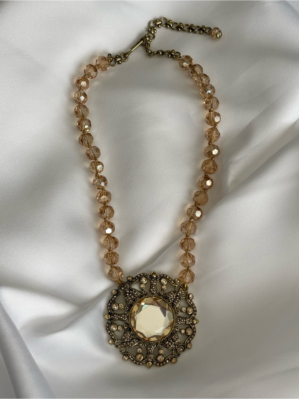 Heidi Daus Twilight Gold Retired Crystal Statement Necklace